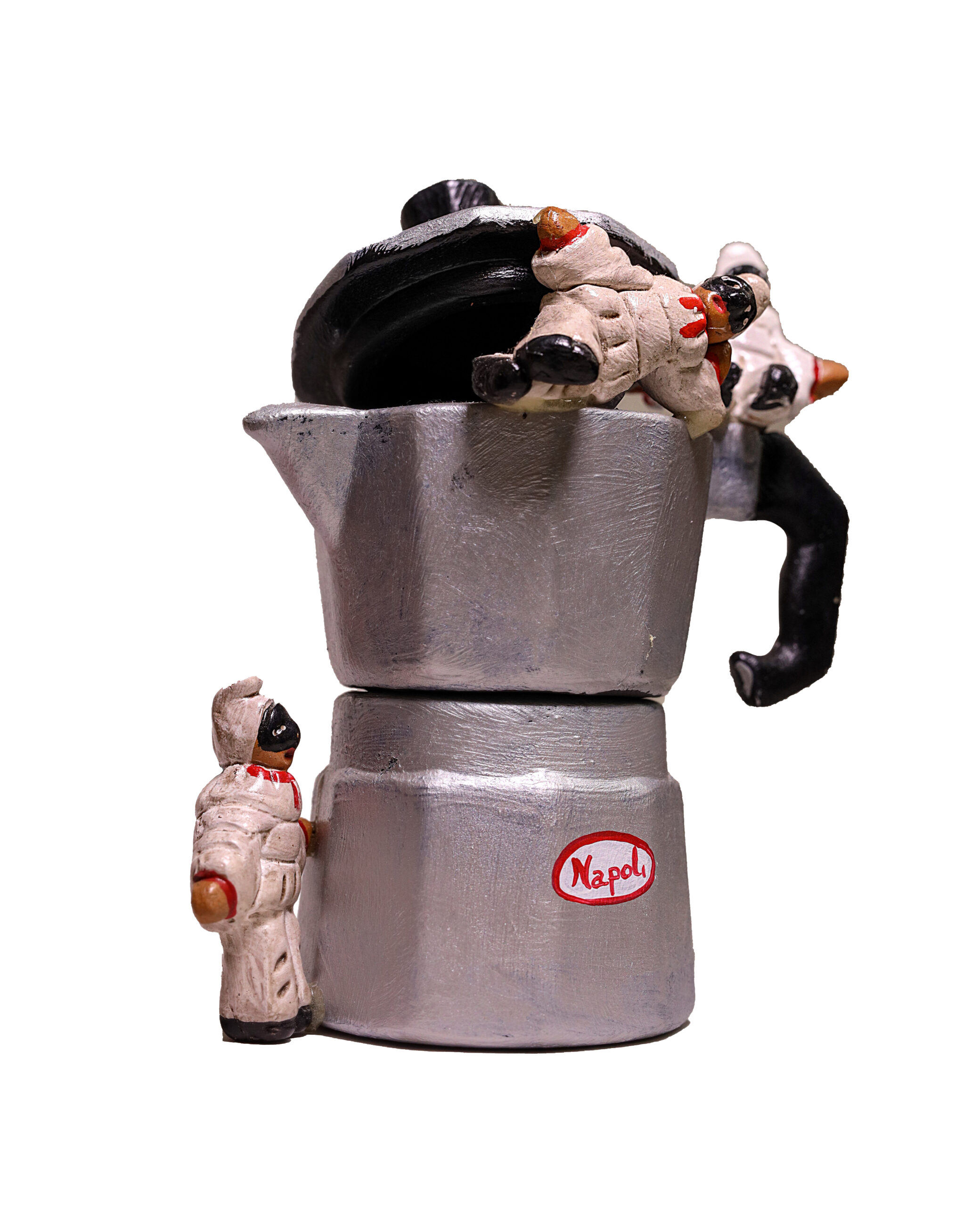 Caffettiera napoletana con Pulcinella
